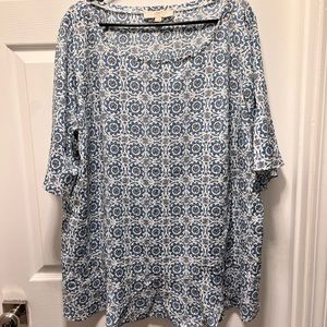 LOFT plus blouse - blue and white - size 20